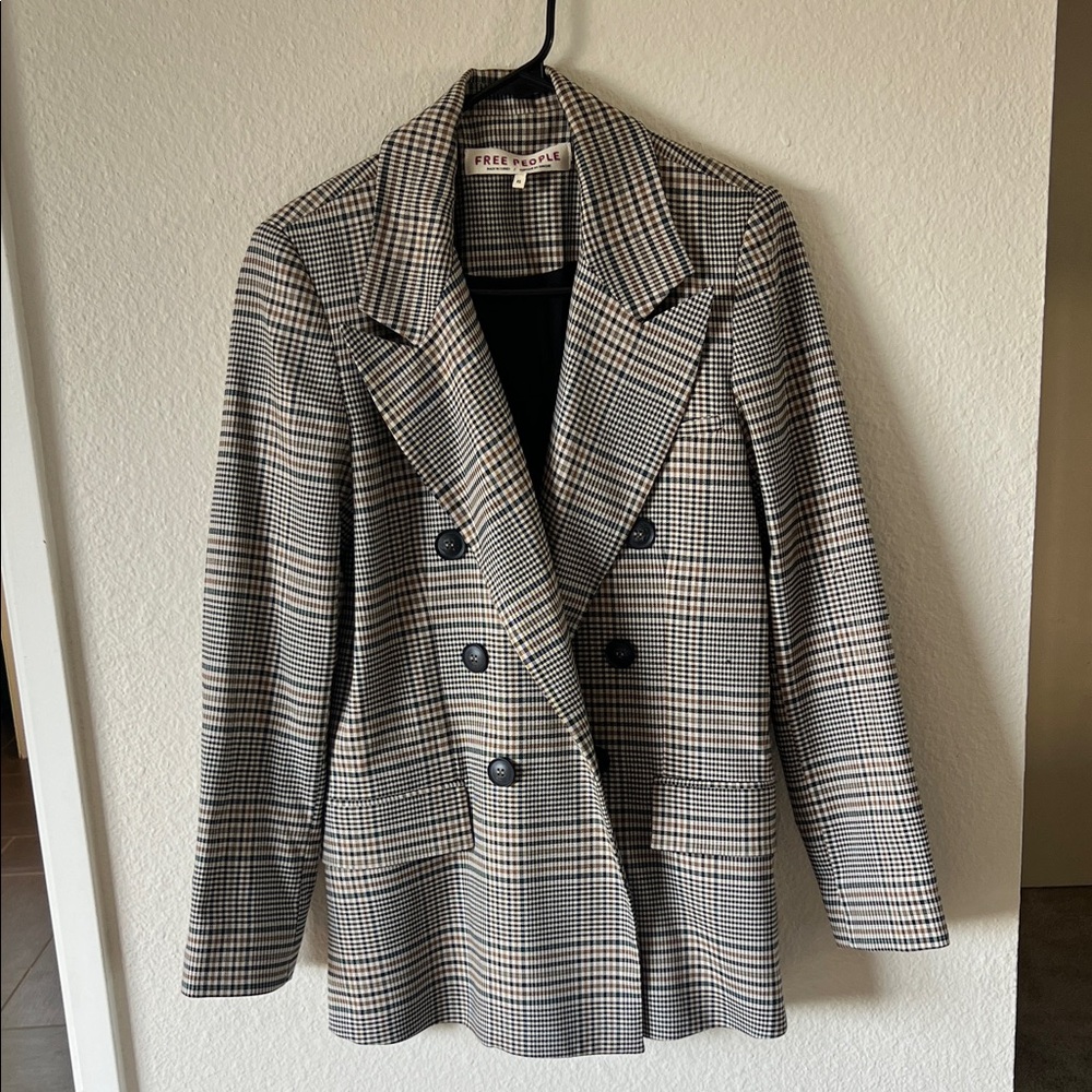 Free People Plaid Double-Breasted Women's Blazer